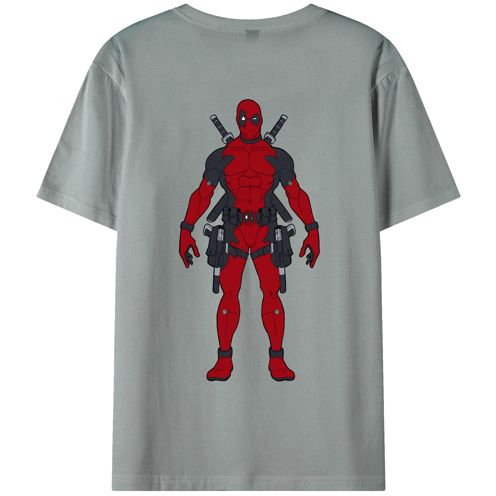 （画像用） Deadpool デッドプール 綿100％ メンズ半袖Tシャツ（バックプリント） 通気性